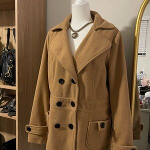 Forever 21 Camel Double-Breasted Trench Coat